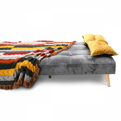 Trojmístná rozkládací pohovka, šedá, manšestrová látka, ASB-C3030 GREY6