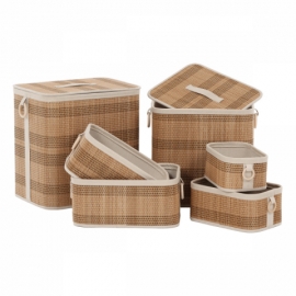 Koš regálový a prádelní - bambus, přírodní, cena za sadu 6 ks