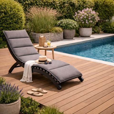 Zahradní lehátko 54x192x68 - hliníkové šedé AZL-L1301 GREY 
