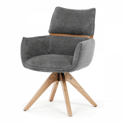 Jídelní židle šedá látka masiv nohy DCH-D1348 GREY2 