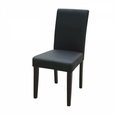 Jídelní židle černá, hnědé nohy, PRIMA  