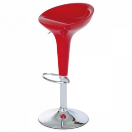 Barová židle, červený plast / chrom AUB-9002 RED