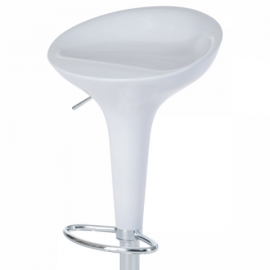 Barová židle, bílý plast, chromová podnož, výškově nastavitelná AUB-9002 WT