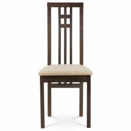 Jídelní židle masiv buk, barva ořech, potah krémový BC-2482 WAL