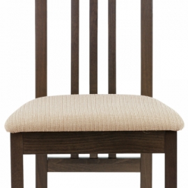 Jídelní židle, masiv buk, barva ořech, látkový krémový potah BC-2482 WAL