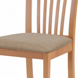 Jídelní židle, masiv buk, barva buk, látkový béžový potah BC-3950 BUK3