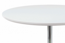 Jídelní stůl pr. 90 cm, vys. lesk bílý / chrom AT-1901 WT