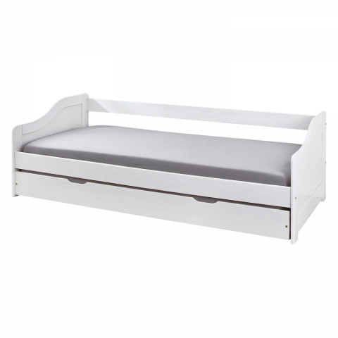 Rozkládací postel s přistýlkou 90x200 bílá masiv borovice Laura 8808b