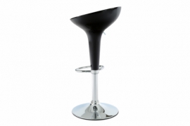 (AUB-401 BK) Barová židle, černý plast / chrom AUB-9002 BK