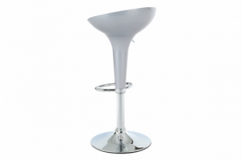 Barová židle, stříbrný plast, chromová podnož, výškově nastavitelná AUB-9002 SIL