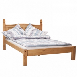 Rustikální postel z masivu 140x200 borovice, Corona vosk 163624